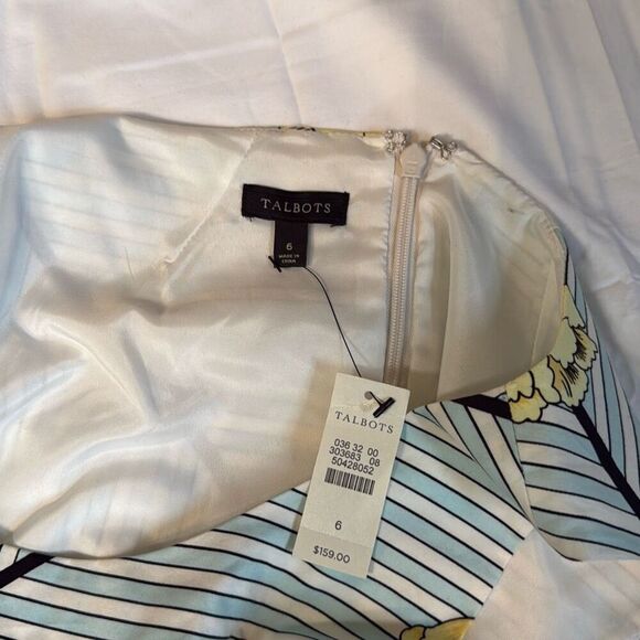 NWT Talbots fit and flare midi dress women’s size 6 yellow tulips blue black str - Picture 9 of 13